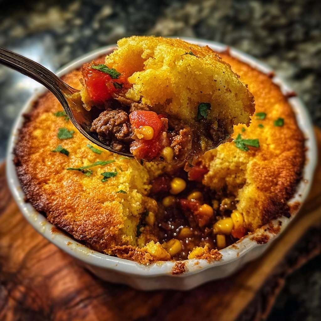 Ground Beef And Cornbread Casserole
