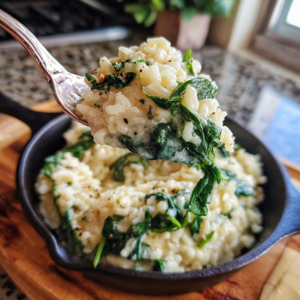 Creamy Garlic Rice with Spinach