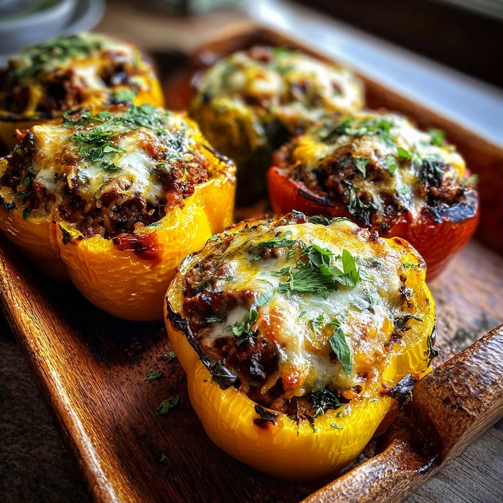 Ground Beef And Rice Stuffed Peppers