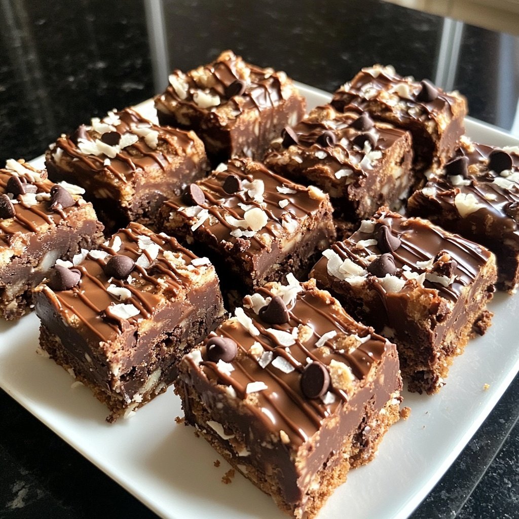 Chocolate Coconut Fudge Bars