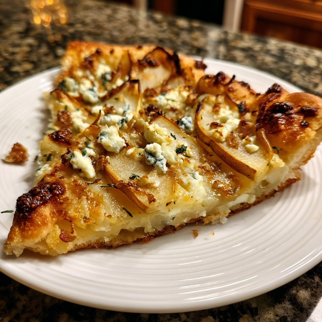 Flammkuchen with Pear and Blue Cheese