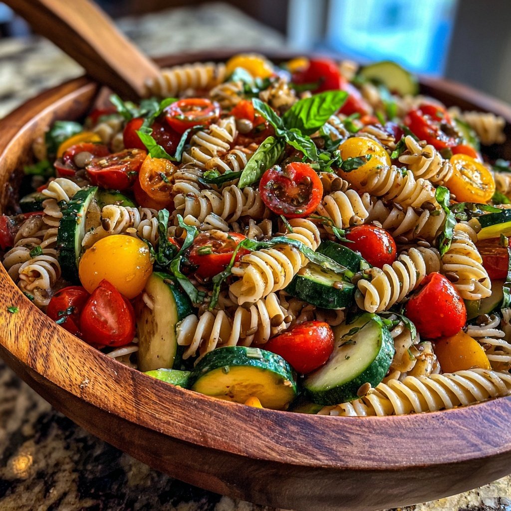 Healthy Lunch Lentil Pasta Salad