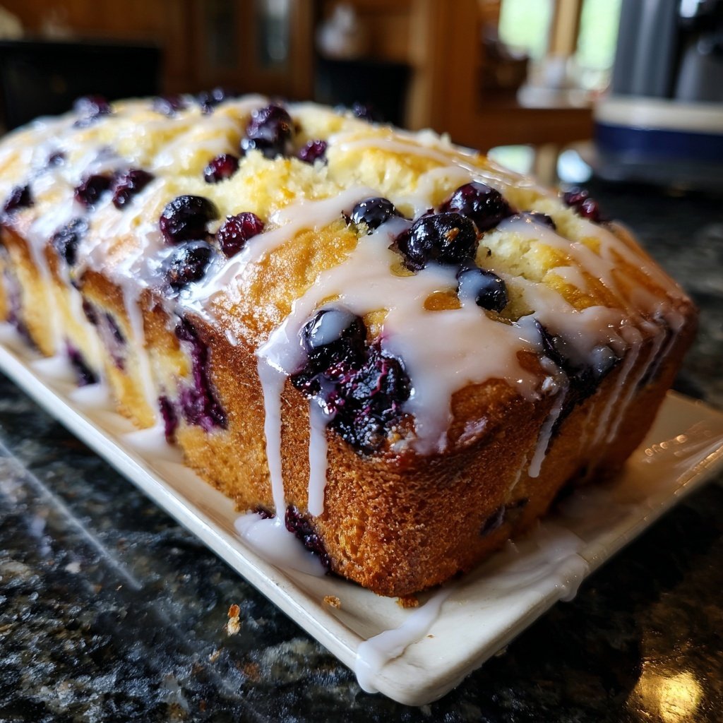 Blueberry Lemon Loaf With Glaze