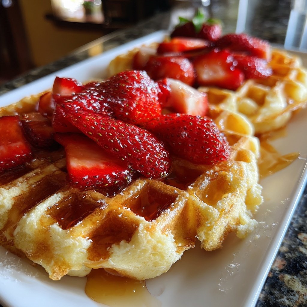 Valentines Breakfast Strawberry Waffles